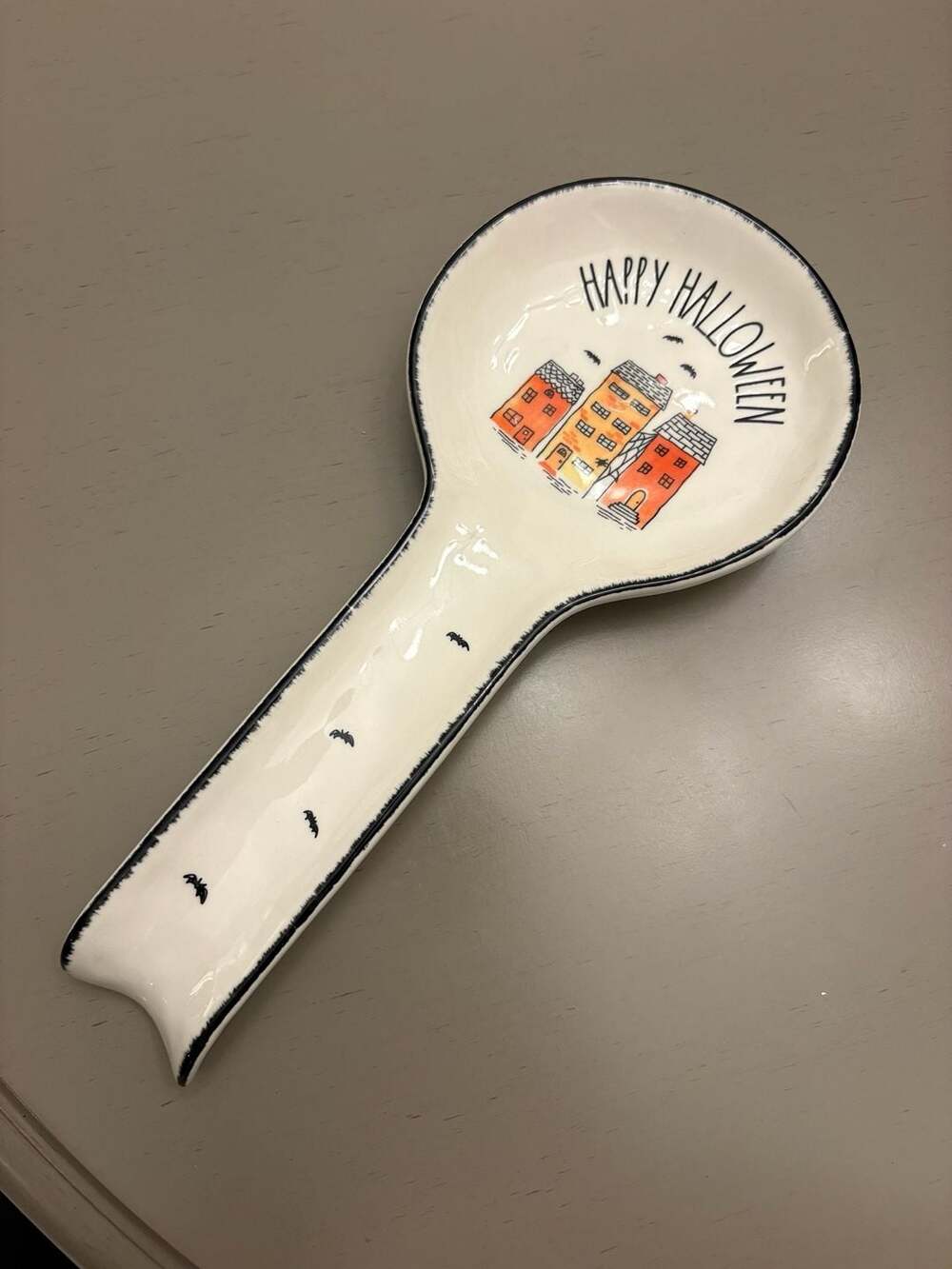 Rae Dunn Happy Halloween Spoon Rest Haunted House Bats Ceramic